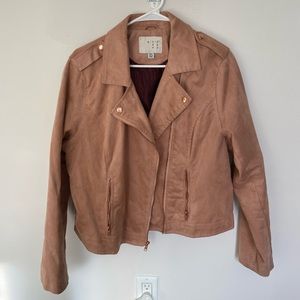 Pink suede moto jacket